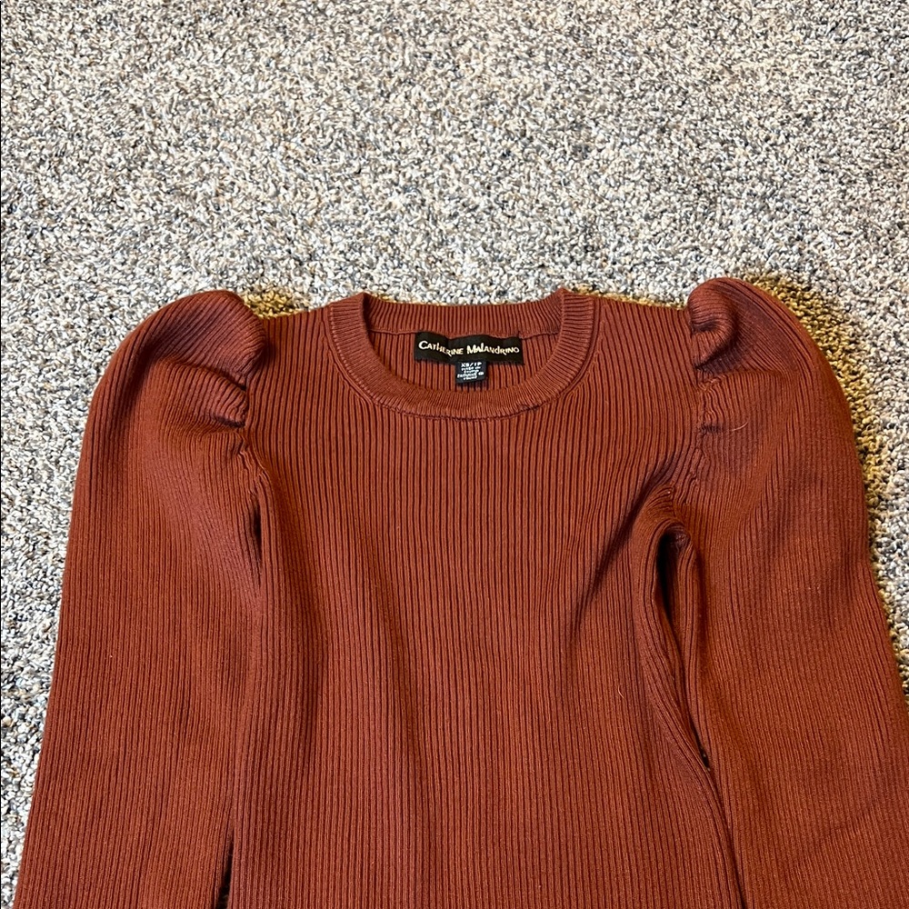 Catherine Malandrino Rust Ribbed Blouse - Picture 3 of 4